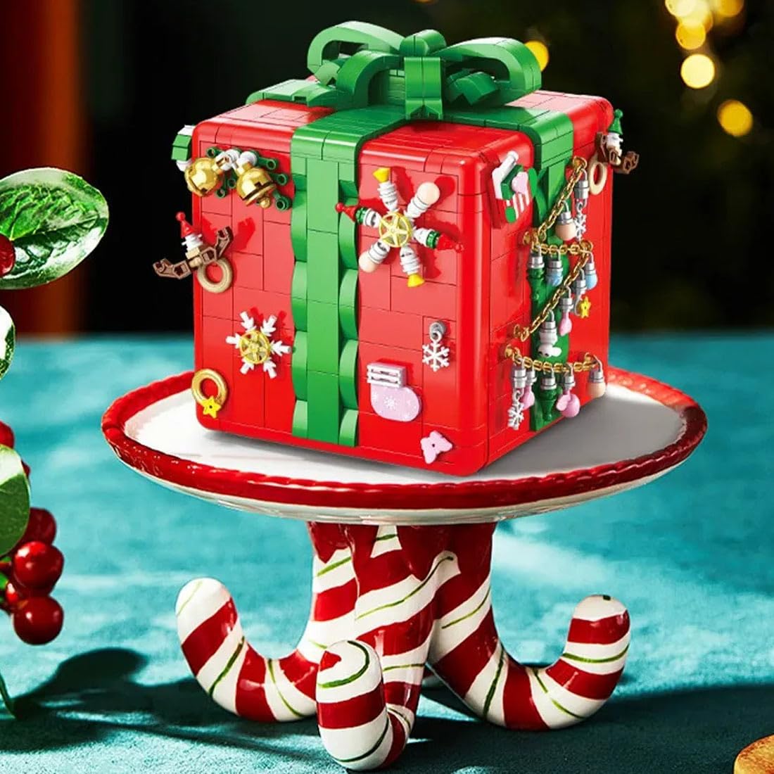 Scatola sorpresa di Natale blocchi di costruzione se con luci e