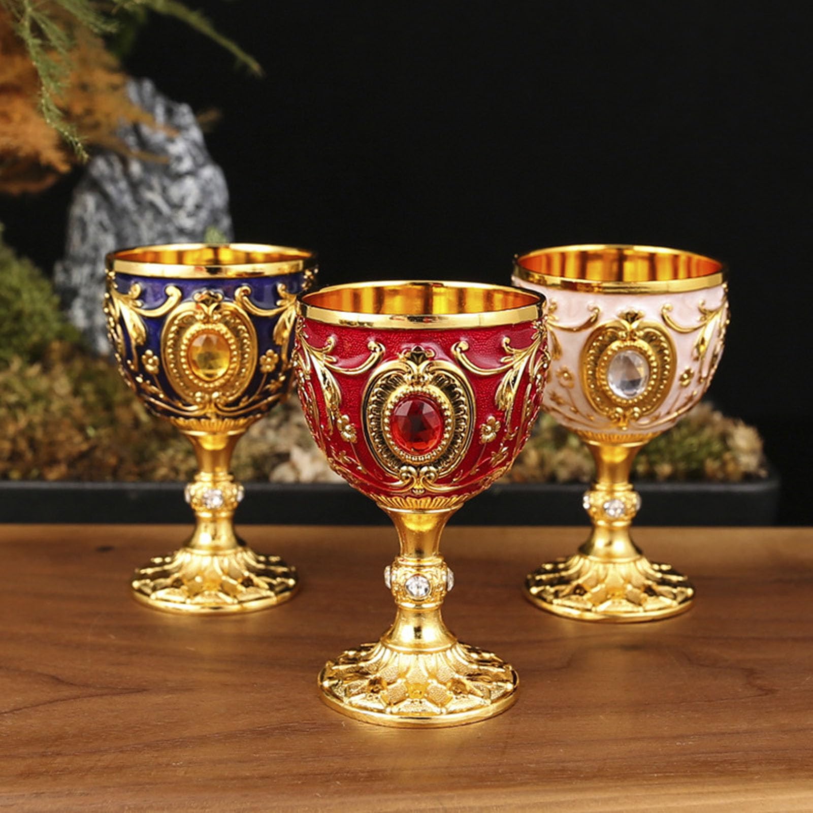 Vintage Gold Chalice Goblet - Zinc Alloy Embossed Flower Design, 4.1 Inch, Decorative Communion Cup - View #9