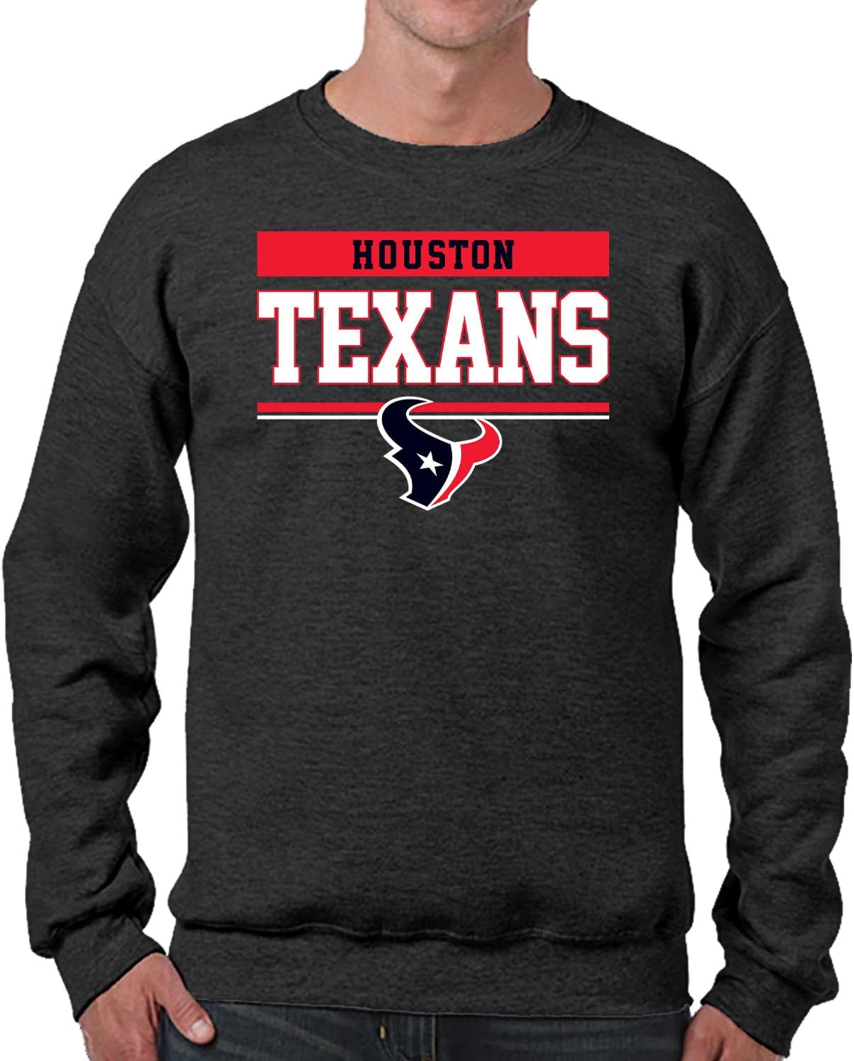 Team Fan Apparel NFL Adult Long Sleeve Team Block Charcoal Crewneck Sweatshirt - Stay Warm & Represent Your Team With Style