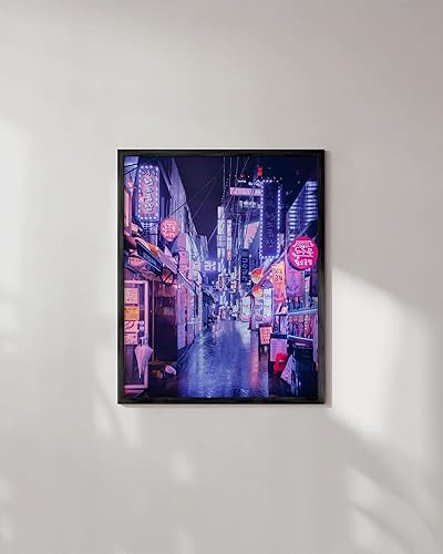 Miniatura 5 de RipGrip - Póster decorativo de estilo moderno (ciudad asiática con luces de neón), para decorar dormitorio o sala, de 12 x 16 pulgadas, sin marco