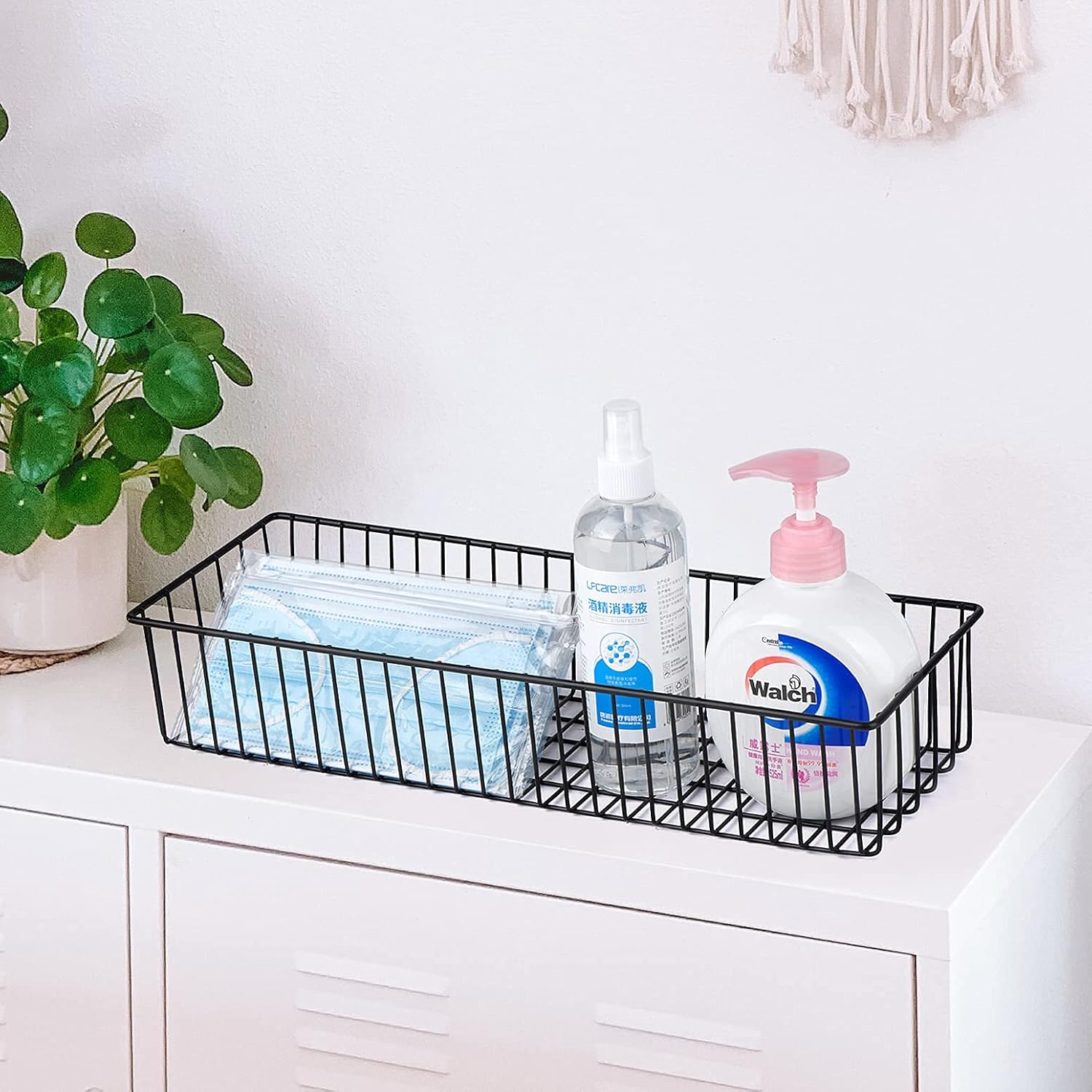 Wetheny Farmhouse Decor Metal Wire Organizer Storage Basket Bin (1 Pack) -Toilet Paper Storage - Organization and Storage for Bathroom, Kitchen Cabinets, Pantry, Closets, Craft Room, Garage (Black) - Image 6