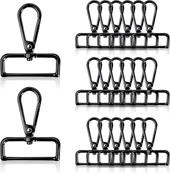 1-1/2 Inch D Ring Swivel Lobster Claw Clasps, 28 Pcs Lobster Claw Swivel Clasps Metal Lobster Lanyard Clasp Keychain Clips Hook for DIY Crafts Keychain Purse Handbag MakingBlack