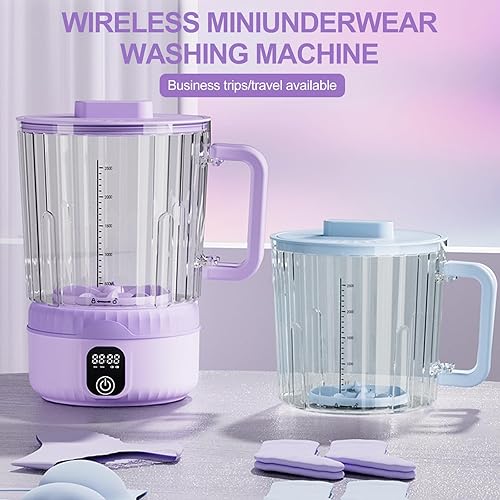Miniatura 3 de Lavadora de ropa interior, cubo doble de 2.5 L, mini lavadora portátil pequeña para ropa pequeña, lavadora recargable de lavandería de viaje con