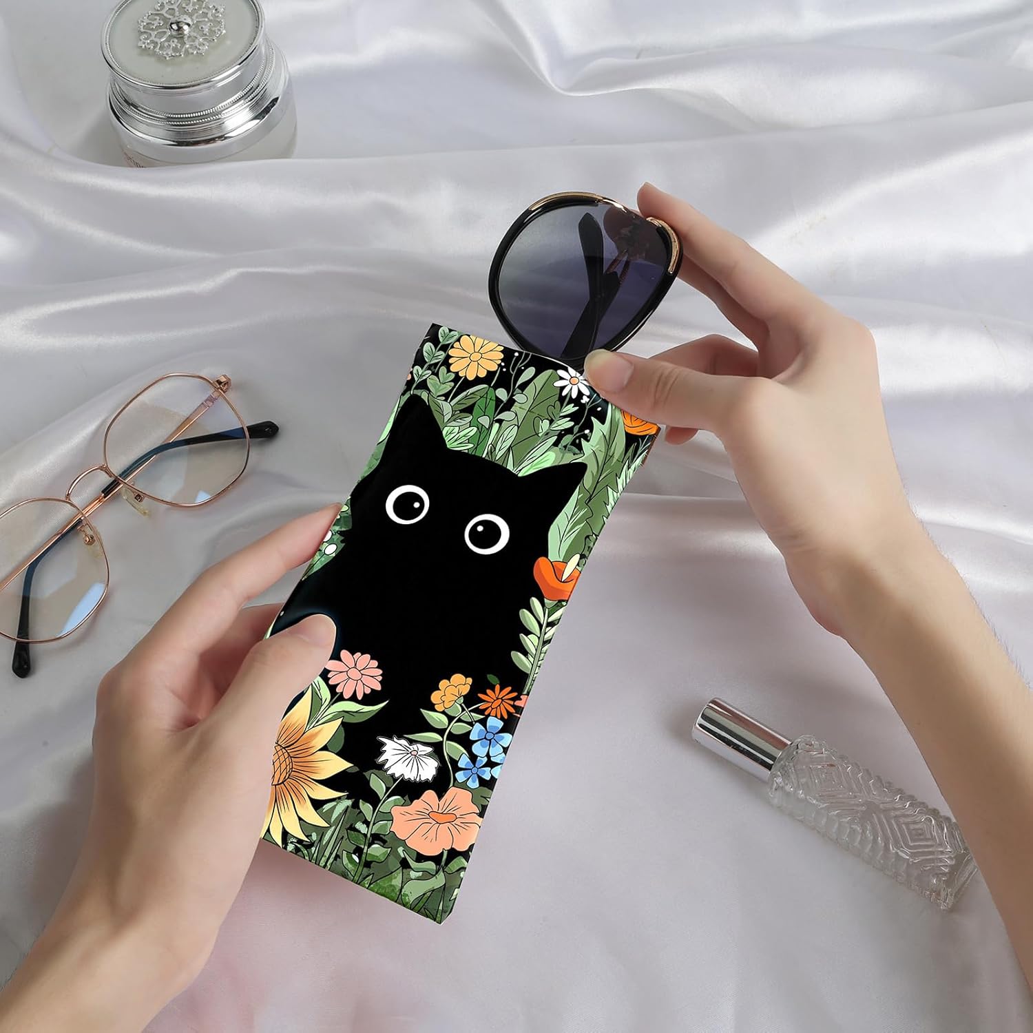 2Pcs Sunglass Eyeglass Glasses Case Soft PU Leather with Cleaning Cloth Cute Glasses Pouch Bag for Men Women Girs - Image 7