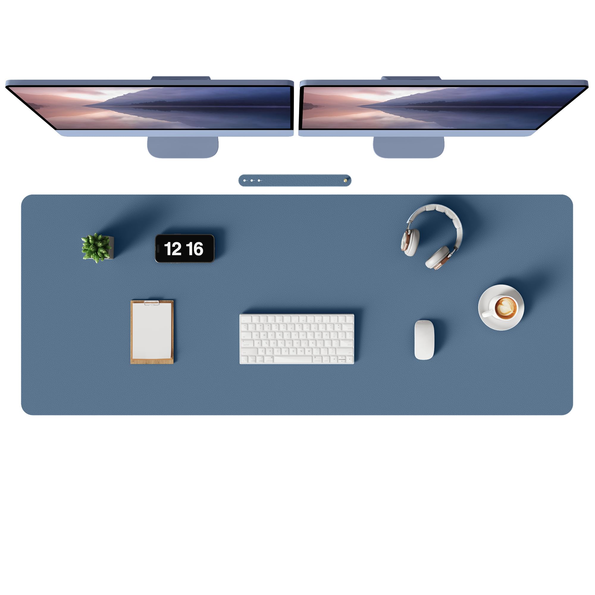 MOLMO Non-Slip Desk Mat, Waterproof Desk Pad Table Protector, Easy Clean Laptop Mat Large Mouse Pad Leather Writing Mat with Suede for Office/Home/Decor (Sea Blue, 120 x 43 cm) — image 1