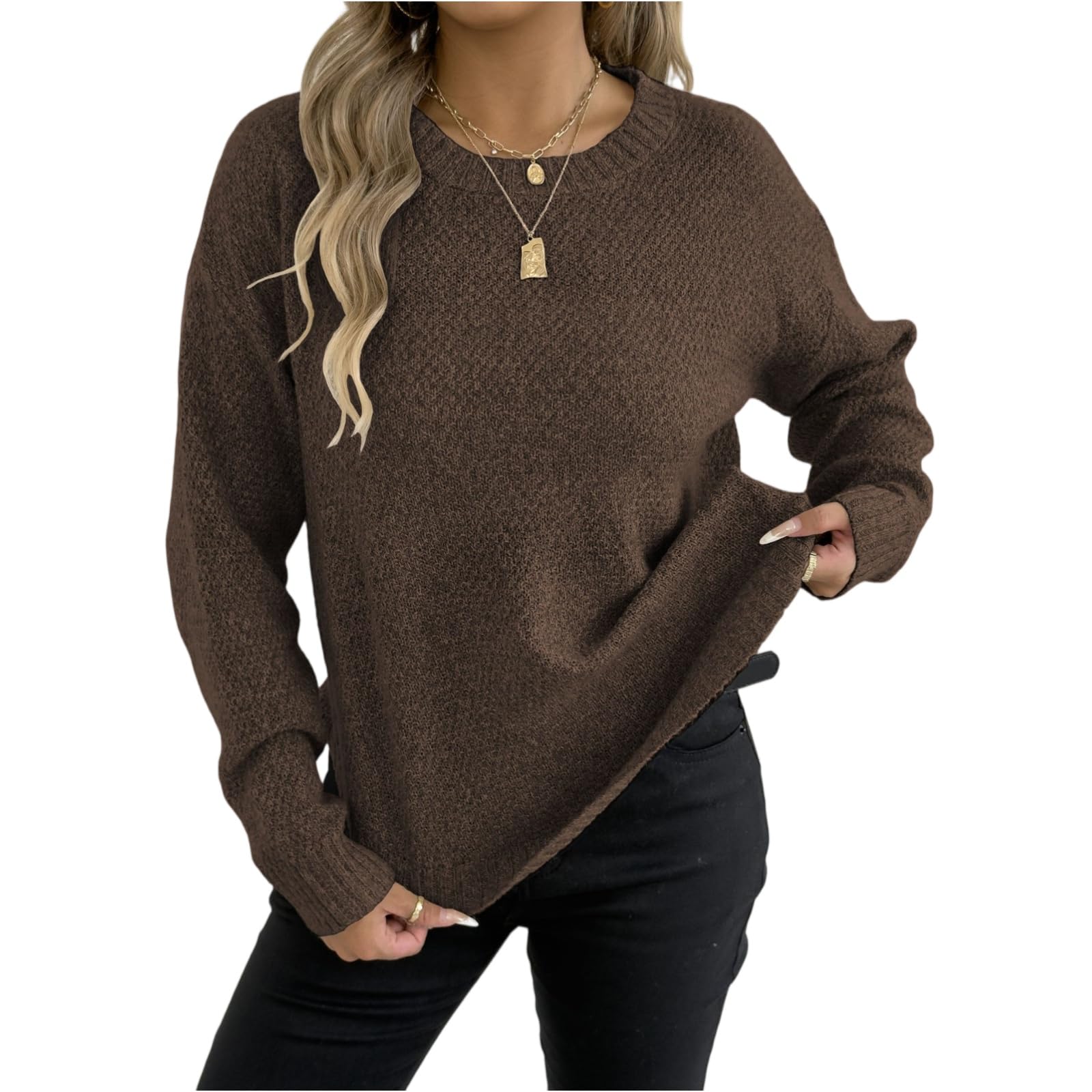 Cute Daisy Crochet Flowers Sweaters for Women Casual Crew Neck Pullover Sweater Funny Y2k Tops