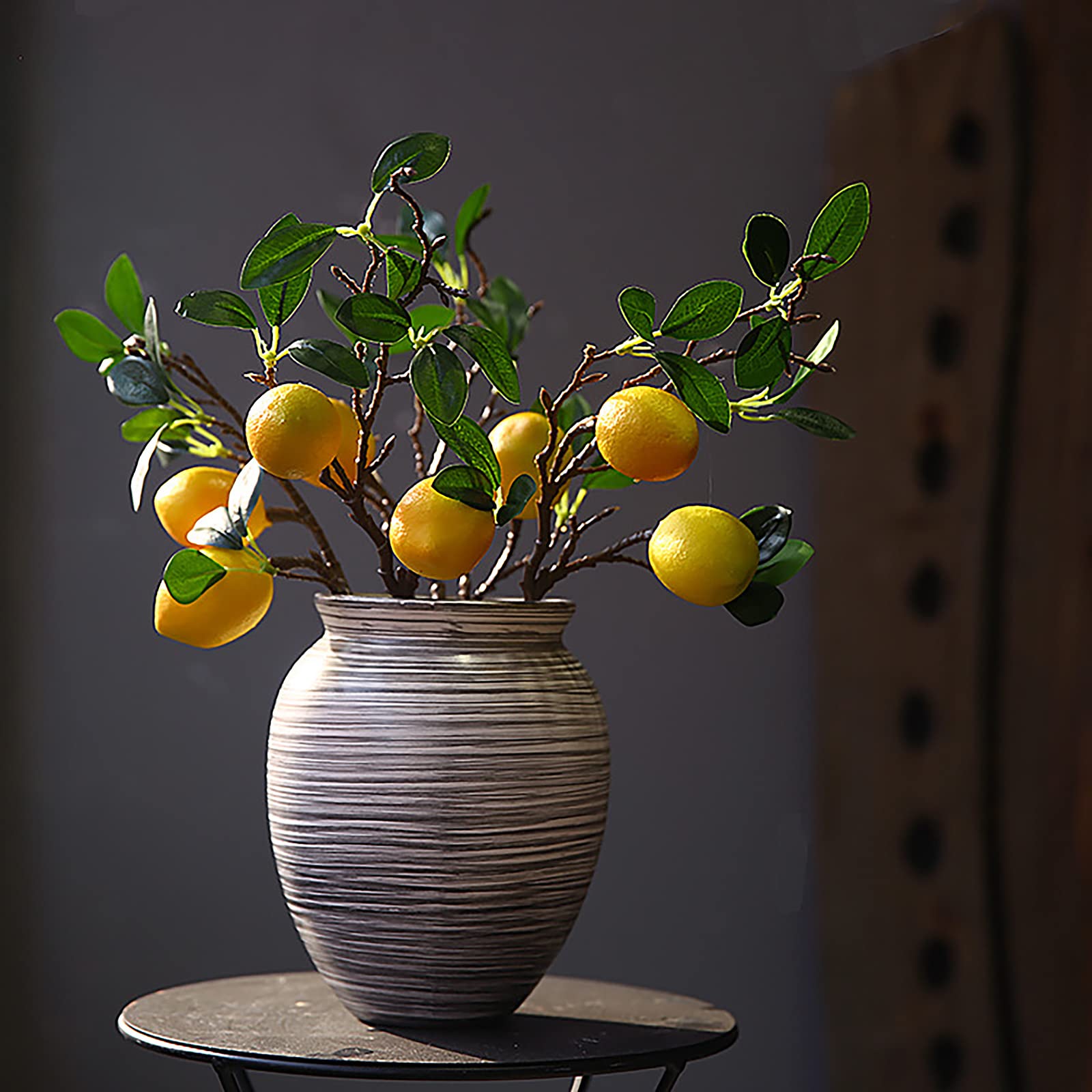 BELUAPI 6pcs Artificial Lemon Branches,21in Imitation Plants Fruit Props Realistic Foam Yellow Fake Lemon Decor,Simulation Lifelike Fruit Model for Vase Home Party Decoration