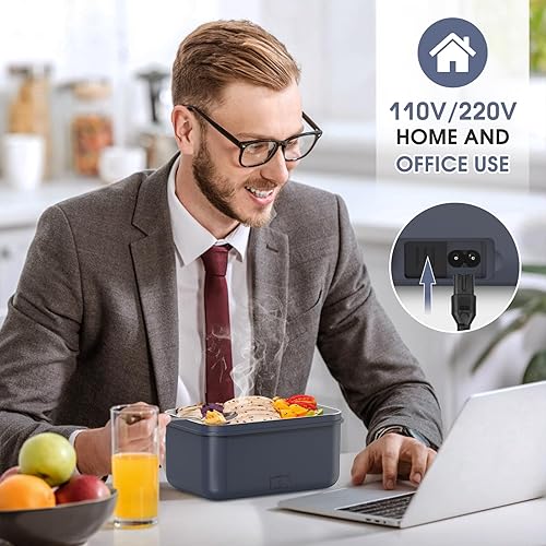 Miniatura 5 de Fiambrera eléctrica, calentador de alimentos 3 en 1, calentador de alimentos portátil de 100 W, a prueba de fugas, para adultos, automóvil, camión,