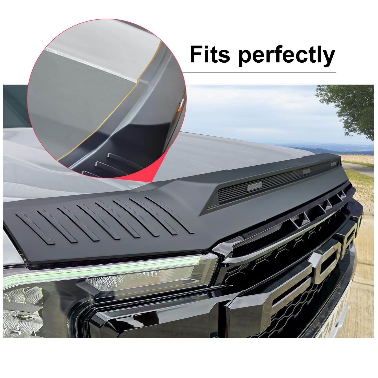 Protezione per cofano in ABS per Ford Ranger 2023-2024-2025 T9 Raptor Wildtrak X Platinum Wildtrak Limited Protezione per cofano e insetti deflettore