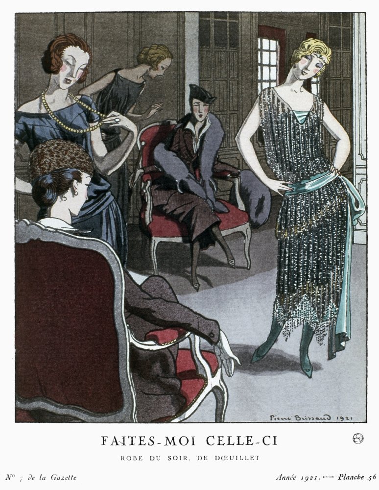 WomenS Fashion 1921 Na Woman Modeling An Evening Dress By Doeuillet For Customers At A Dress Shop In Paris Fashion Plate By Pierre Brissaud For The French Magazine La Gazette Du Bon Ton 1921 Poster Pr