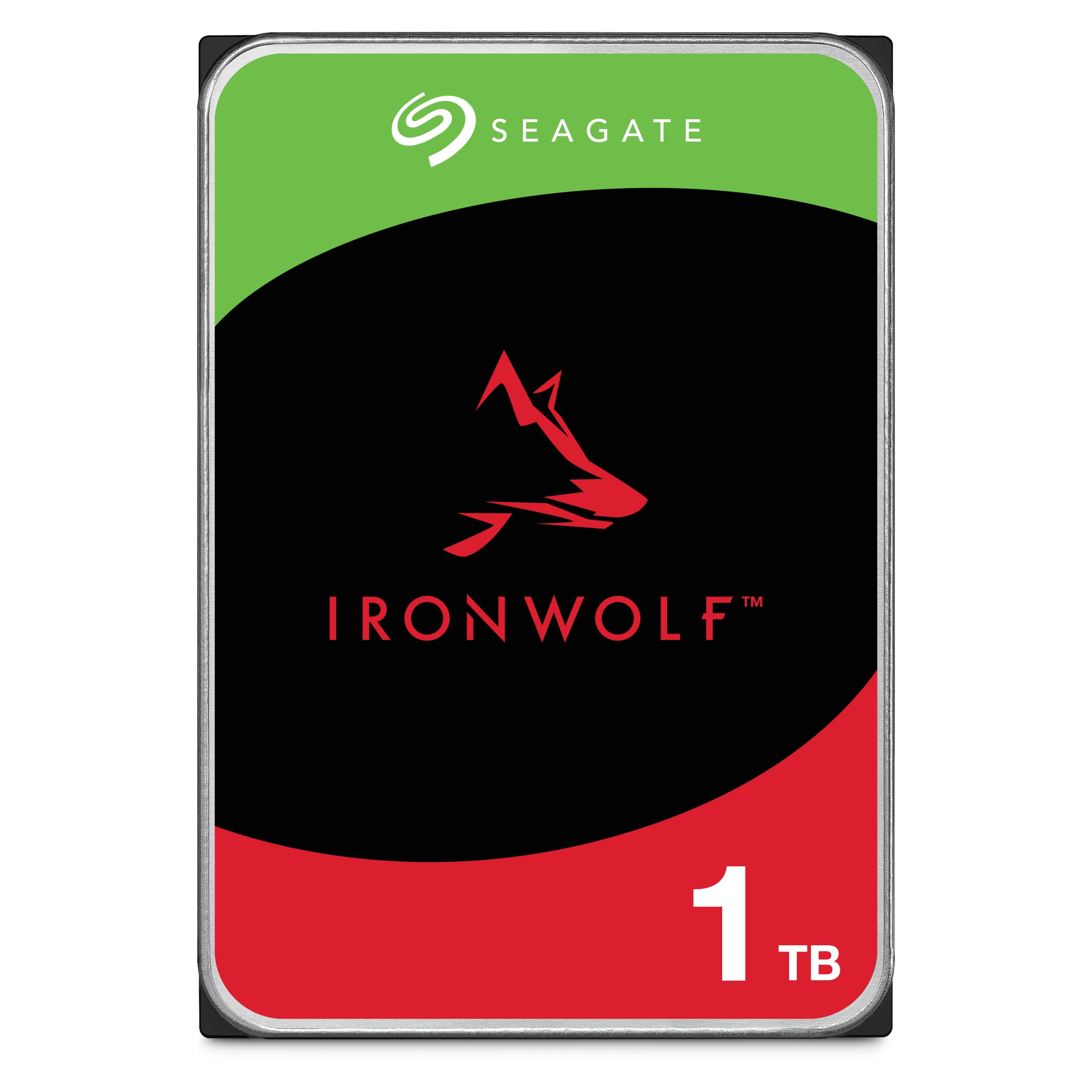 IronWolf, NAS internal Hard Drive 1TB HDD, 3.5 Inch, 5900 RPM, CMR, 64 MB Cache, SATA 6GB/s, silver, Modellnr.: ST1000VNZ08