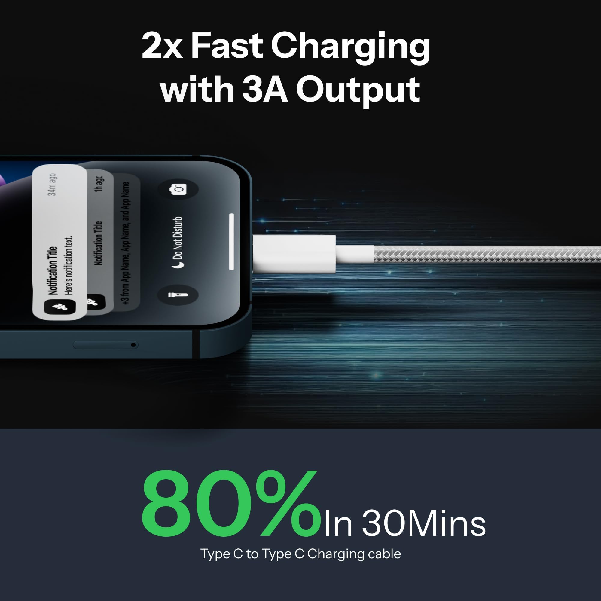iPhone Original 80W USB C to Type C Nylon Braided Charger Cable [MFi Certified, 2 YEAR WARRANTY*] Fast PD Charging Compatible for iPhone 16/16e/15/Pro/Max Series/MacBook & Other USB Type C Devices — Amazon image 4