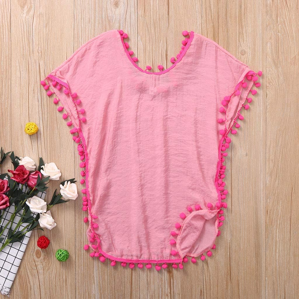 Girls Tops Swim Coverup Toddler Kids Baby Girls Cover-ups Swimsuit Wraps Beach Dress Tops Pompom Tassel: Clothing, Shoes & Jewelry