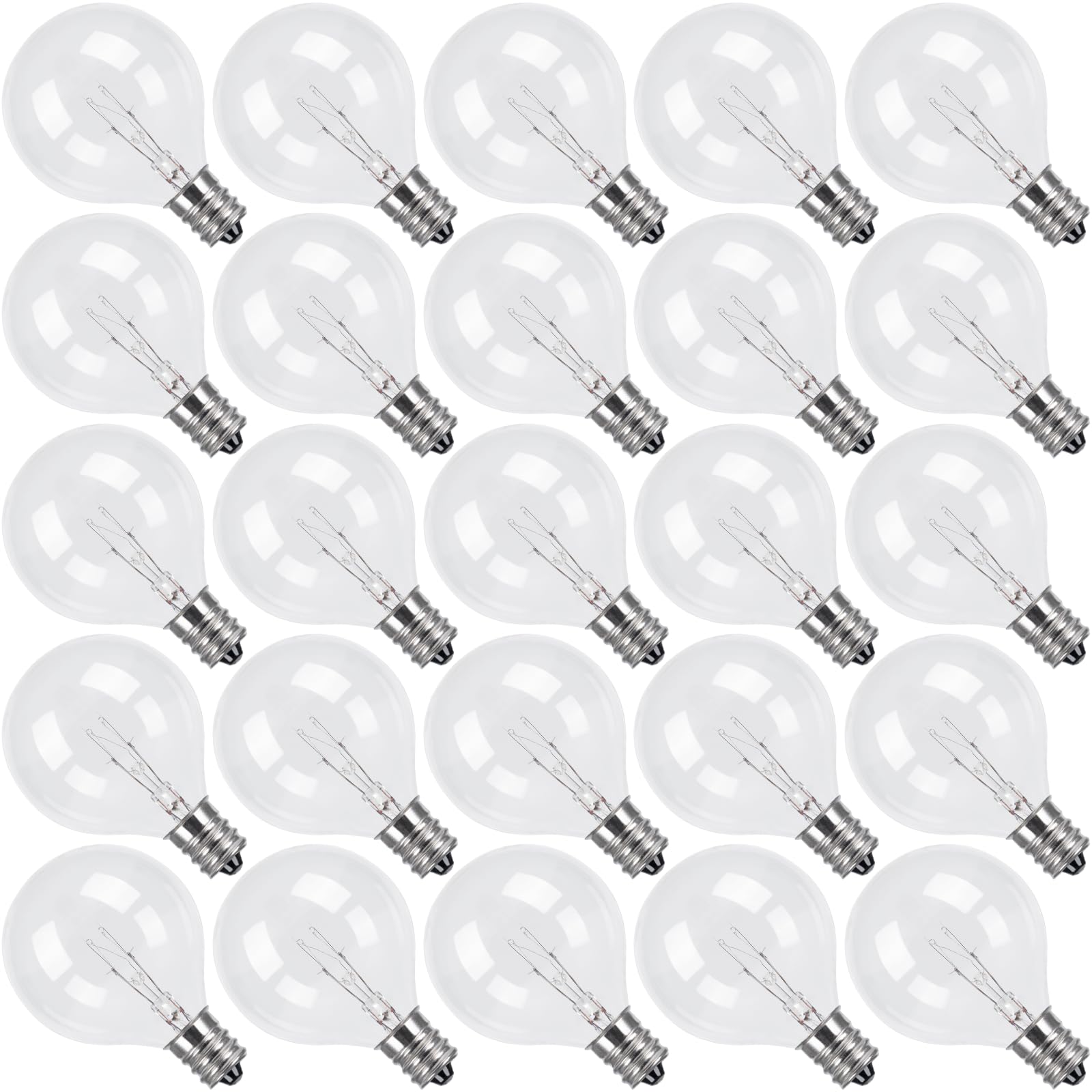 23-Pack G40 Replacement Light Bulbs, 5W Clear Globe Bulbs for Outdoor String Light (E12 / C7 Screw Base Sockets), Warm White 2200K, 20 Lumen, Dimmable