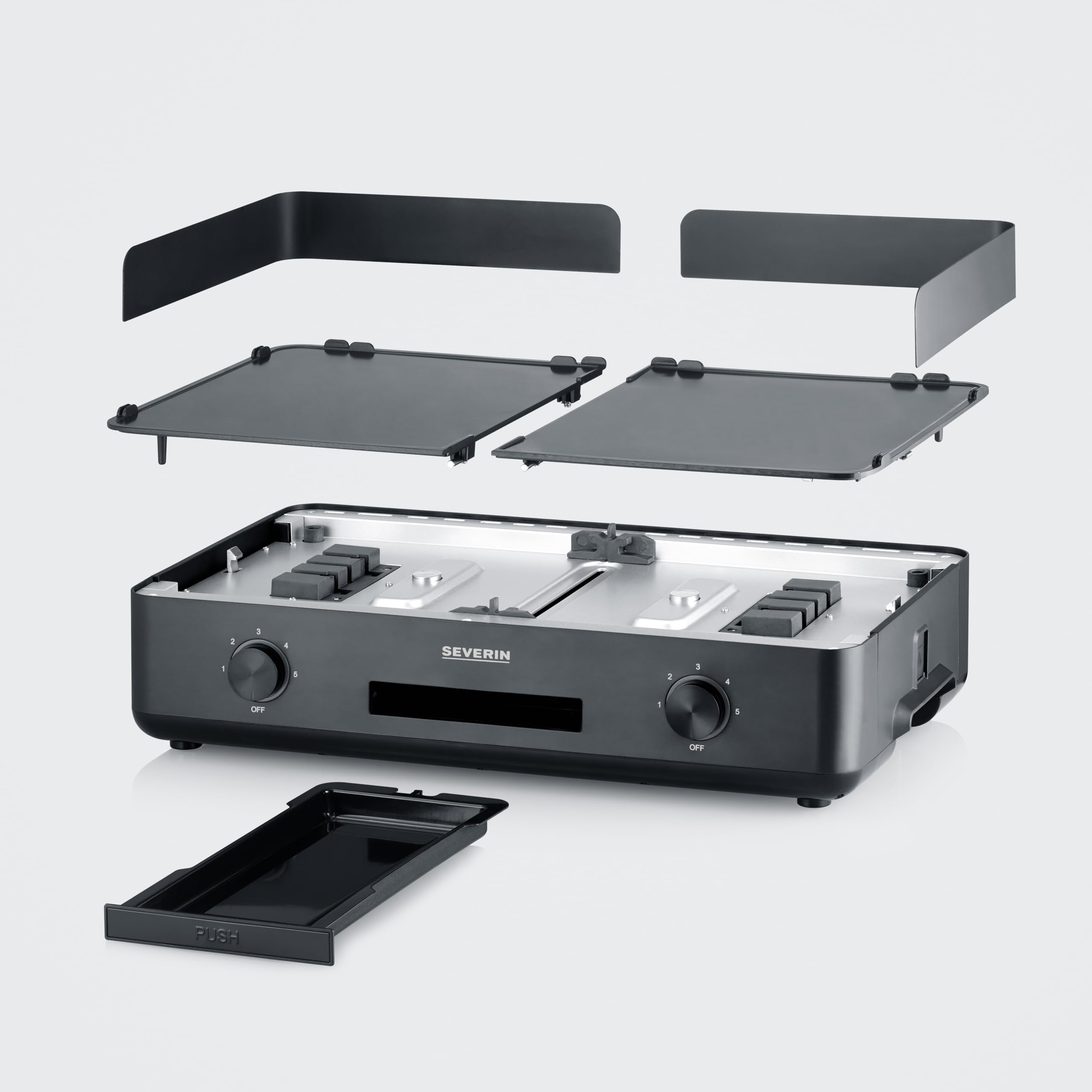 SEVERIN Plancha réglable jusqu'à 240°C, 2 200 W, Plaque de cuisson au revêtement céramique pour viandes, poissons & légumes, Gril électrique avec bac récupérateur de graisse amovible, Noir, PG 8569