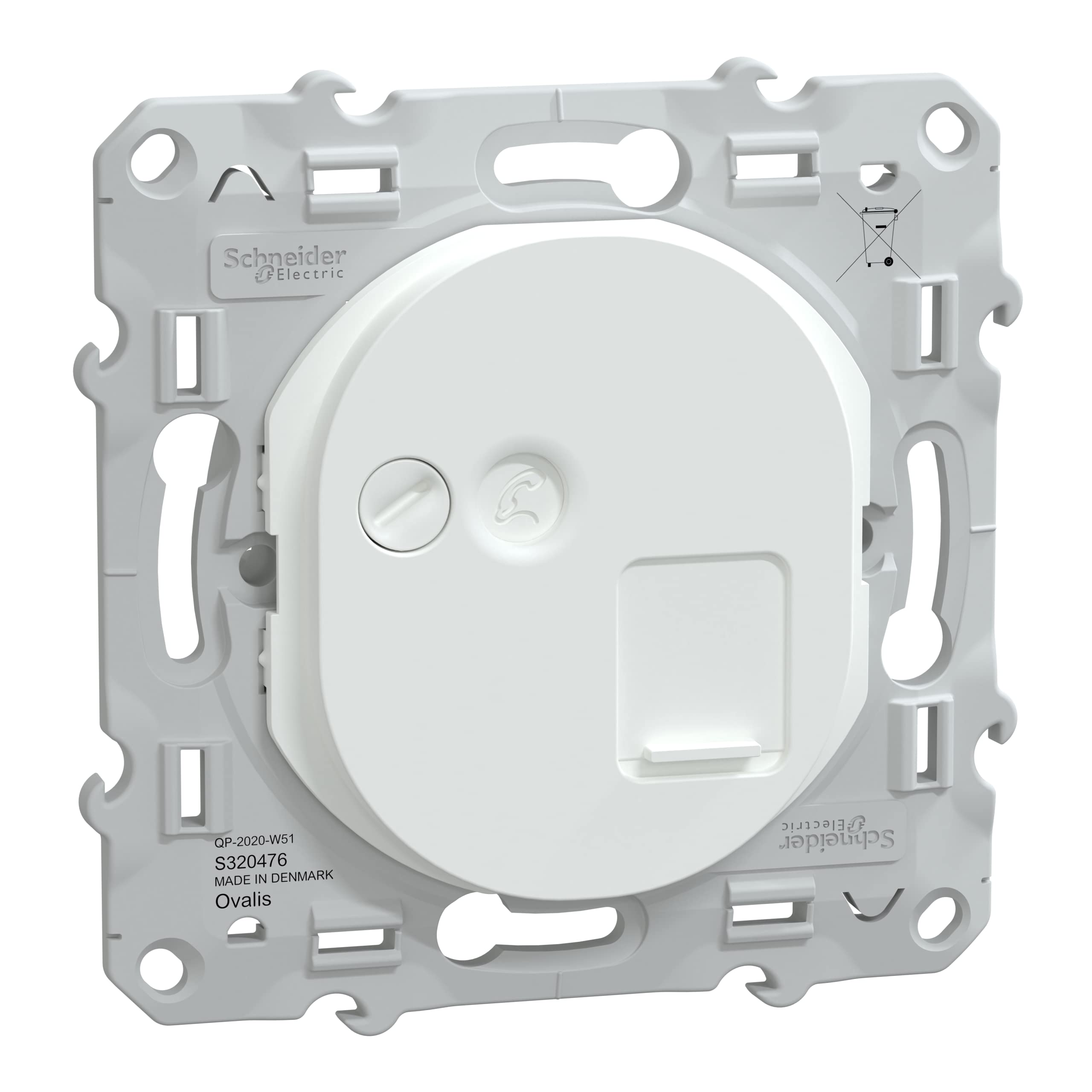 Schneider Electric - Ovalis, prise RJ45, cat.6 STP, réseaux VDI, grade 3, Blanc - S320476