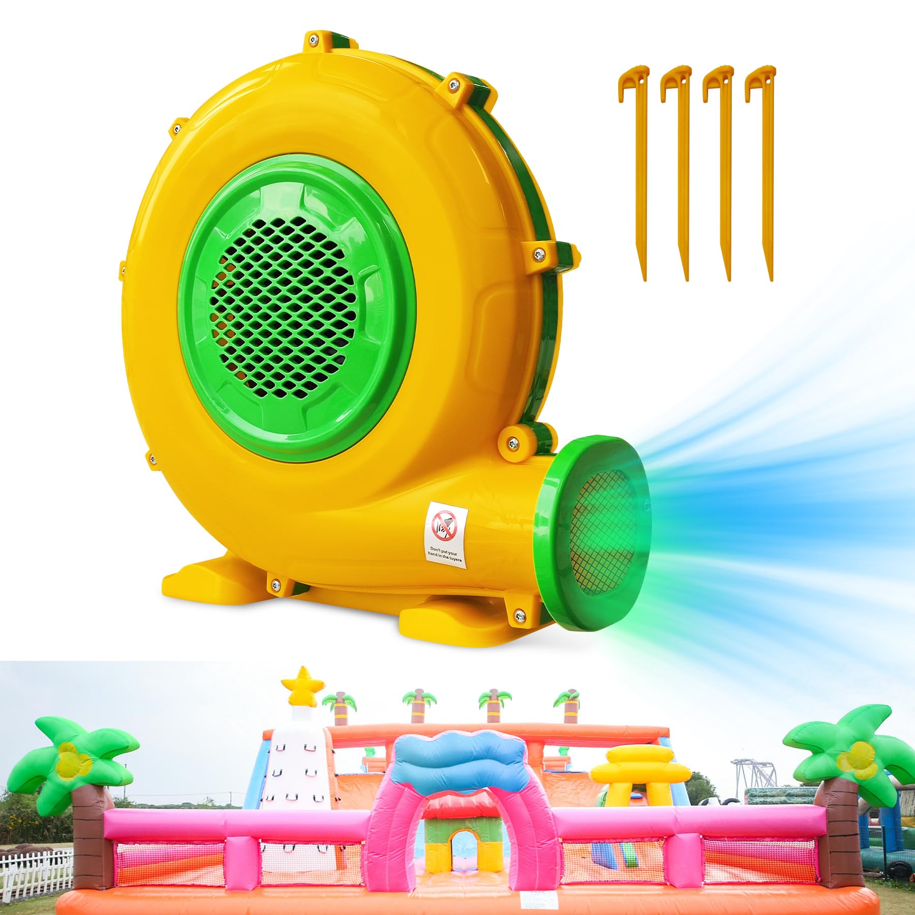 Blower for Bounce House - 1100W Bounce House Blower, Portable and Powerful Air Blowers for Inflatable Water Slide, Commercial Bouncy Castle, Inflatables Arch, Indoor & Outdoor