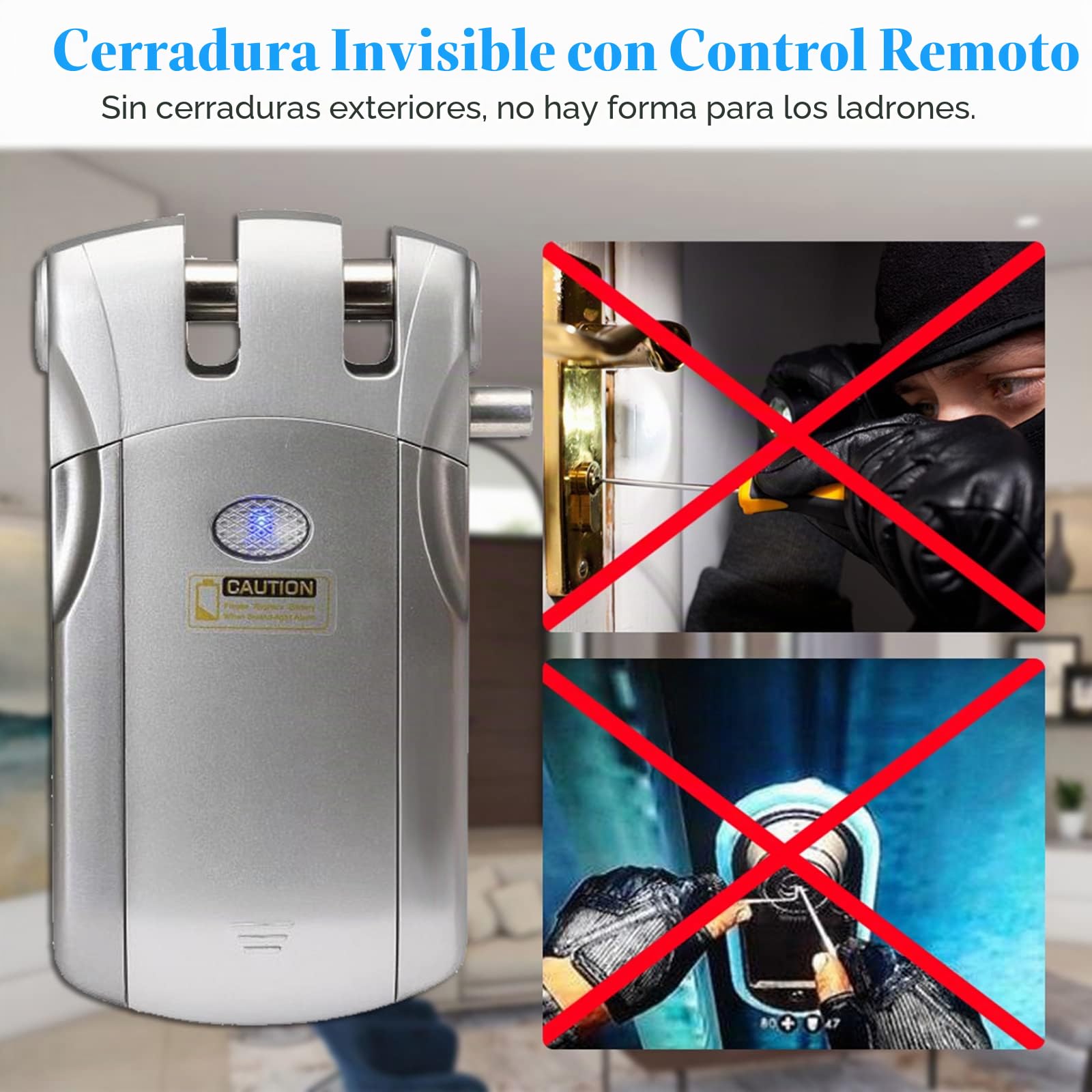 WF-018 Cerradura de puerta sin llave con bloqueo de control remoto inalámbrico y 4 llaves remotas