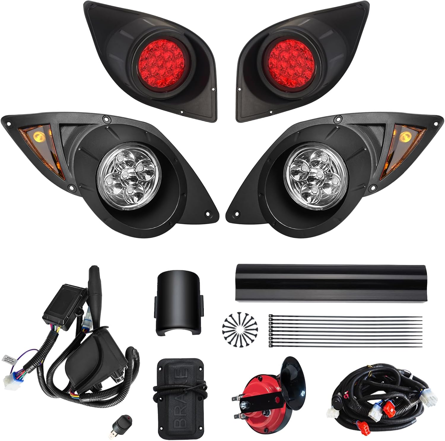 Golf Cart Deluxe Light Kit For YAMAHA G29 Drive 2007-up,12V Street Legal Golf Cart Upgrade Headlights Taillights for YAMAHA LED Light with Turn Signals Hazard Light Switch, Horn, Brake Pad