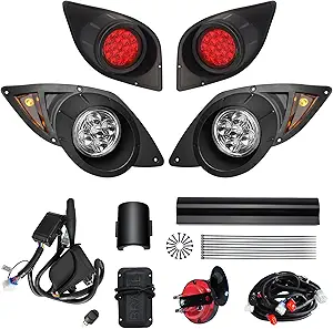 Golf Cart Deluxe Light Kit for Yamaha G29 Drive 2007-up - Street Legal LED Headlights, Taillights, Turn Signals, Horn, Brake Pad