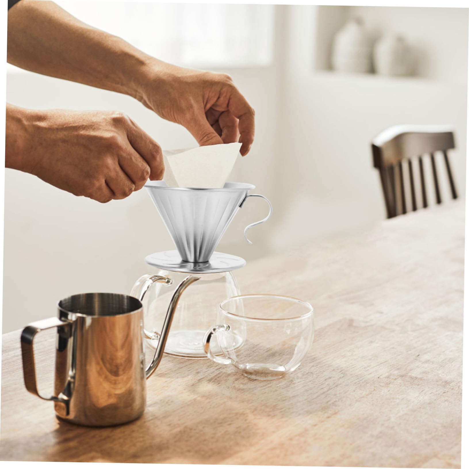 Filtro de Café Reutilizable de Acero Inoxidable Gotero Forma de Embudo para Filtrado Rápido Taza de Malla para Colador Diseño Duradero y Seguro Compatible con Papel Filtro para