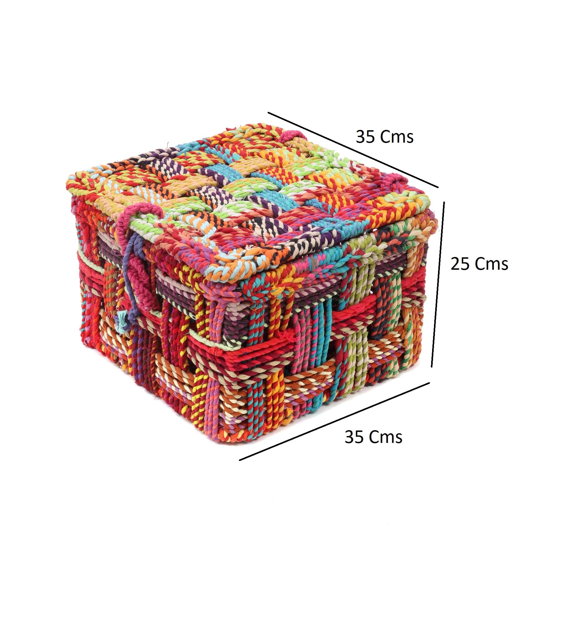 The Tickle Toe Cotton Rope Storage Basket with Lid β Set of 2 | Durable Iron Frame, Eco-Friendly Multipurpose Organizer for Home, Bedroom & Nursery | 35x35x25 cm & 30x30x19 cm 2