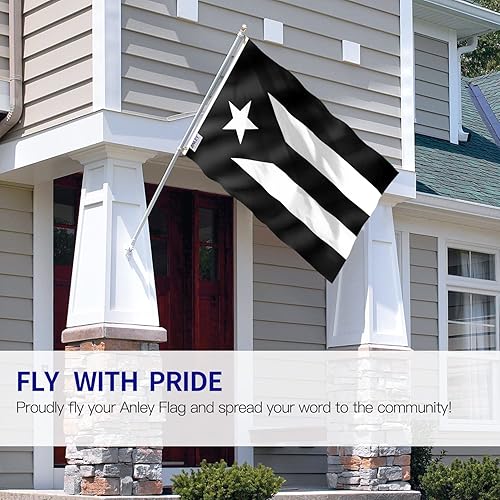 Miniatura 2 de Anley Fly Breeze - Bandera negra de Puerto Rico de 3 x 5 pies, color vivo y a prueba de decoloración, cabecera de lona y doble costura, banderas