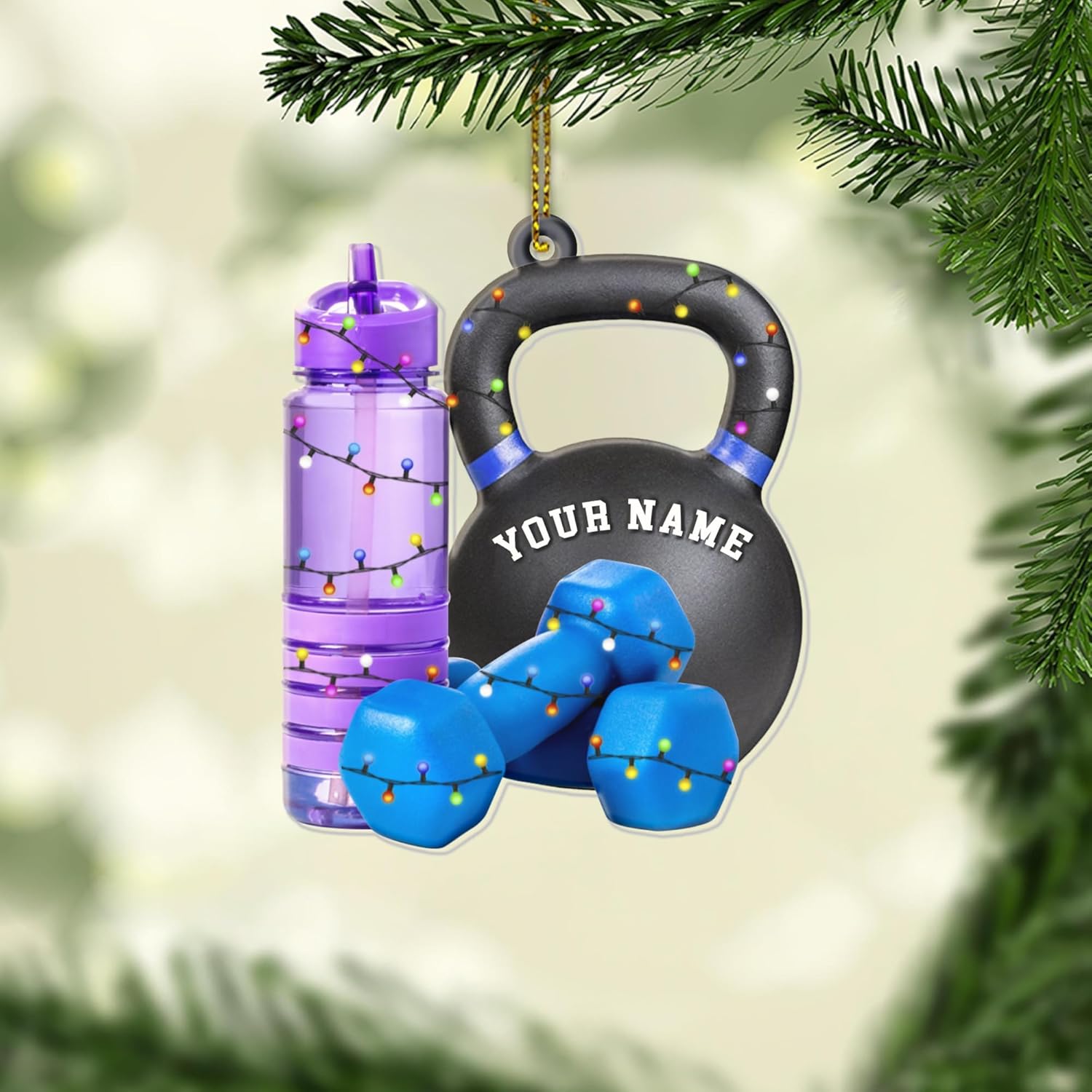 Dumbbell Christmas Ornament, Gym Workout Christmas Ornament