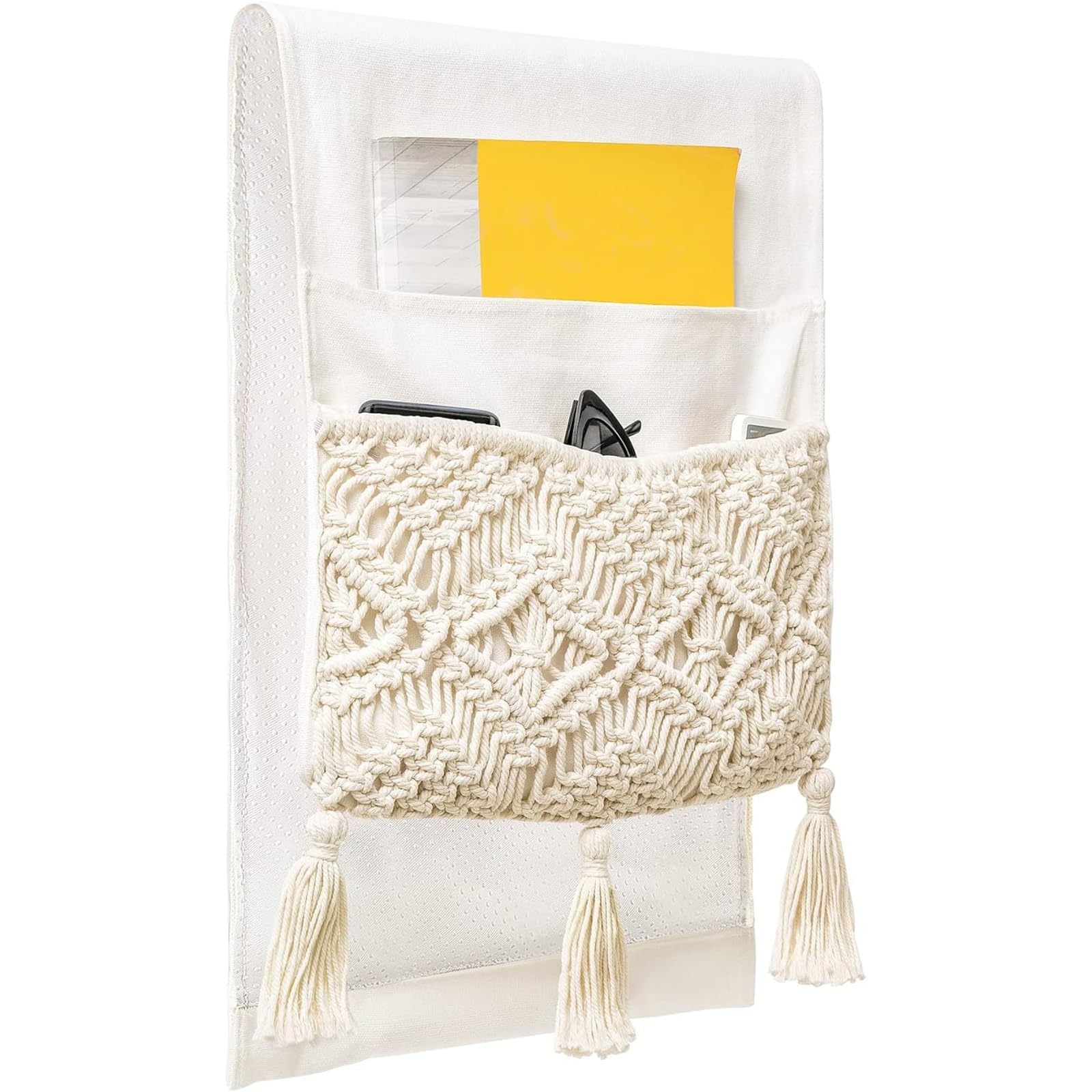 THE WHITE SHOP Sofa Armrest Organizer, Couch Bedside Armchair Caddy Storage Basket Bag for TV Remote Control Magazine Books Cell Phone