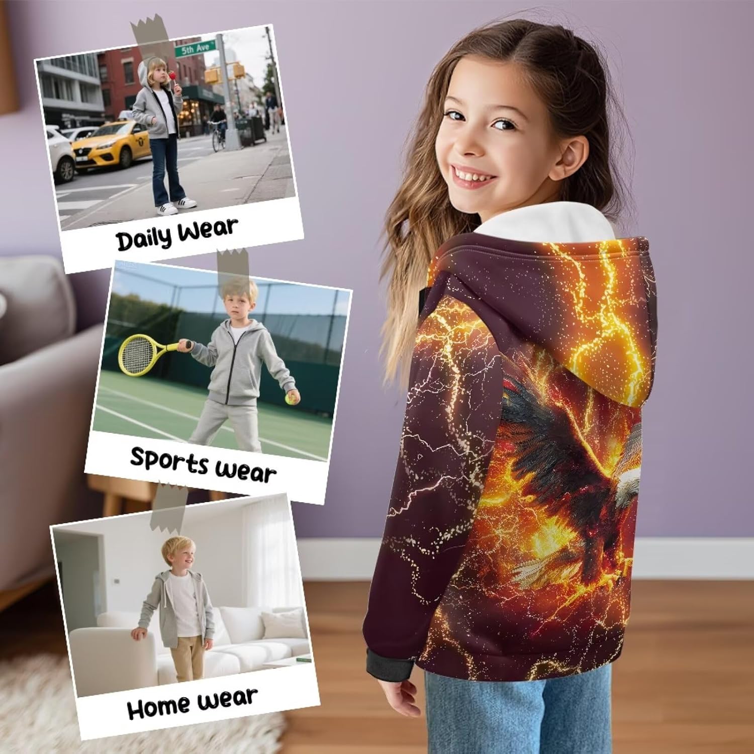 Long Sleeve Hoodies for Boys 6-16Y Winter Fleece Hooded Hoodies Back to School Clothes