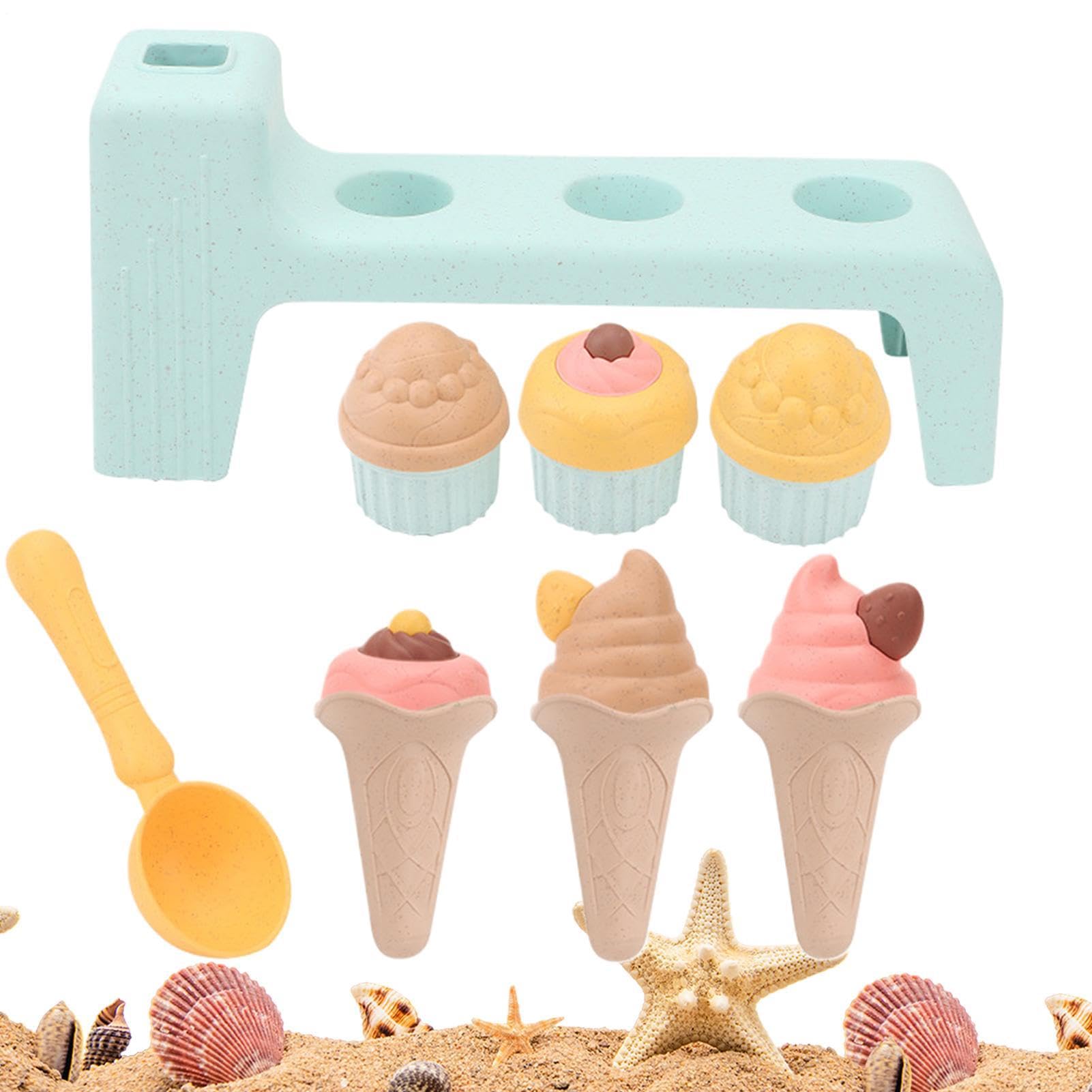 Kids Beach Toys, Ice Cream Molds Bucket Trowel, Sand Castle Building Kit, for Backyard Seaside Poolside Lake Shore Home Garden, Boys Girls over 3 Years