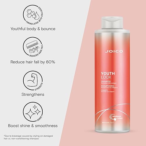 Miniatura 3 de Joico Champú y acondicionador YouthLock formulado con colágeno  Cuerpo juvenil y rebote  Reduce la rotura y el encrespamiento  Suaviza y desenreda