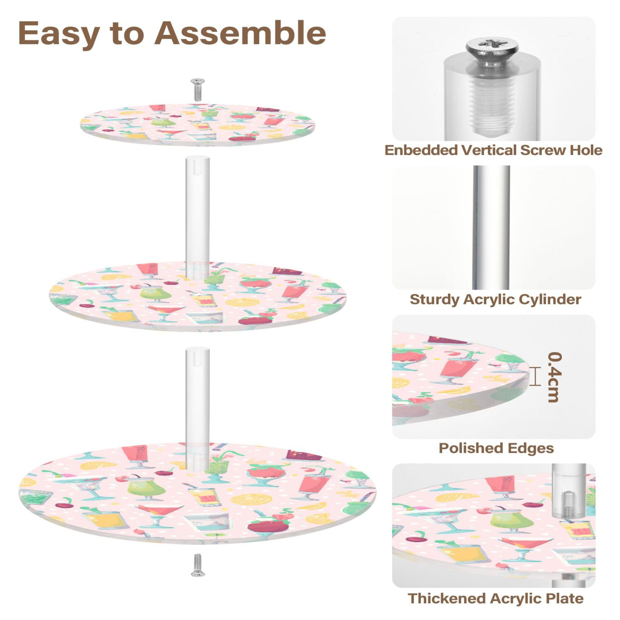 PYBUG Juice 3 Tier Acrylic Cupcake Stands Tower,Dessert Table Display Set for Tea Party,Wedding,Birthday, Baby Shower