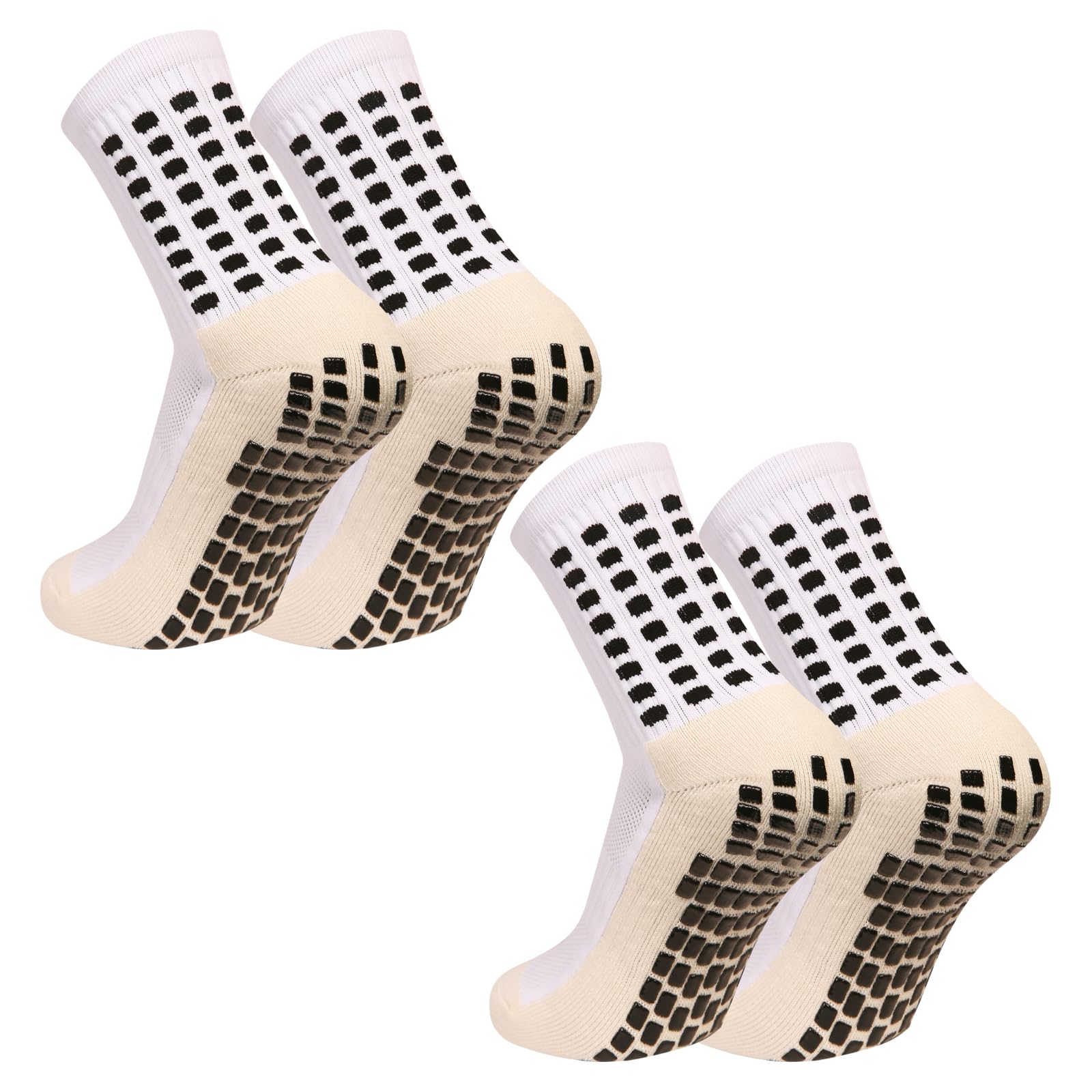 Men's Grip Soccer Socks Anti Slip Athletic Socks Non Slip Football Basketball Socks with Grip Pads2/4/6