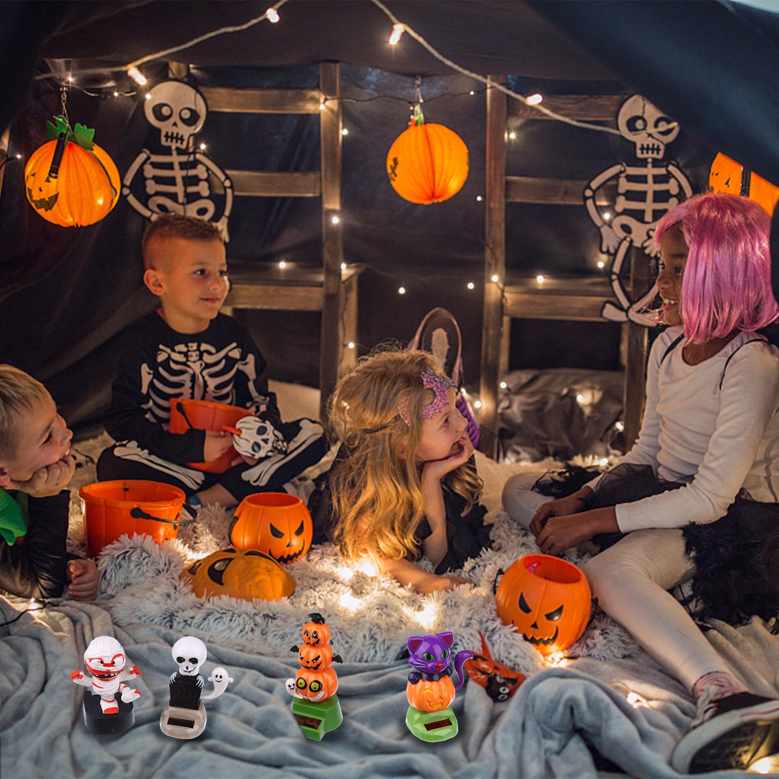 JAWSEU Solar Tanzen Spielzeug Figur, Solarbetrieben Tanzende Solarfigur Auto Armaturenbrett Ornamente Puppe Dekofigur Für Halloween Auto