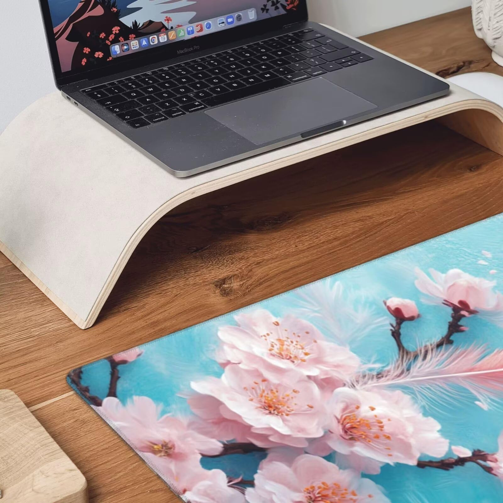 Podkładka pod mysz z kwiatami XXL Podkładka na biurko z piór 1600 x 800 x 3 mm zmywalna podkładka do gier na laptopa, z antypoślizgową gumową podstawą do gier, PC, pracowników biurowych Y1125