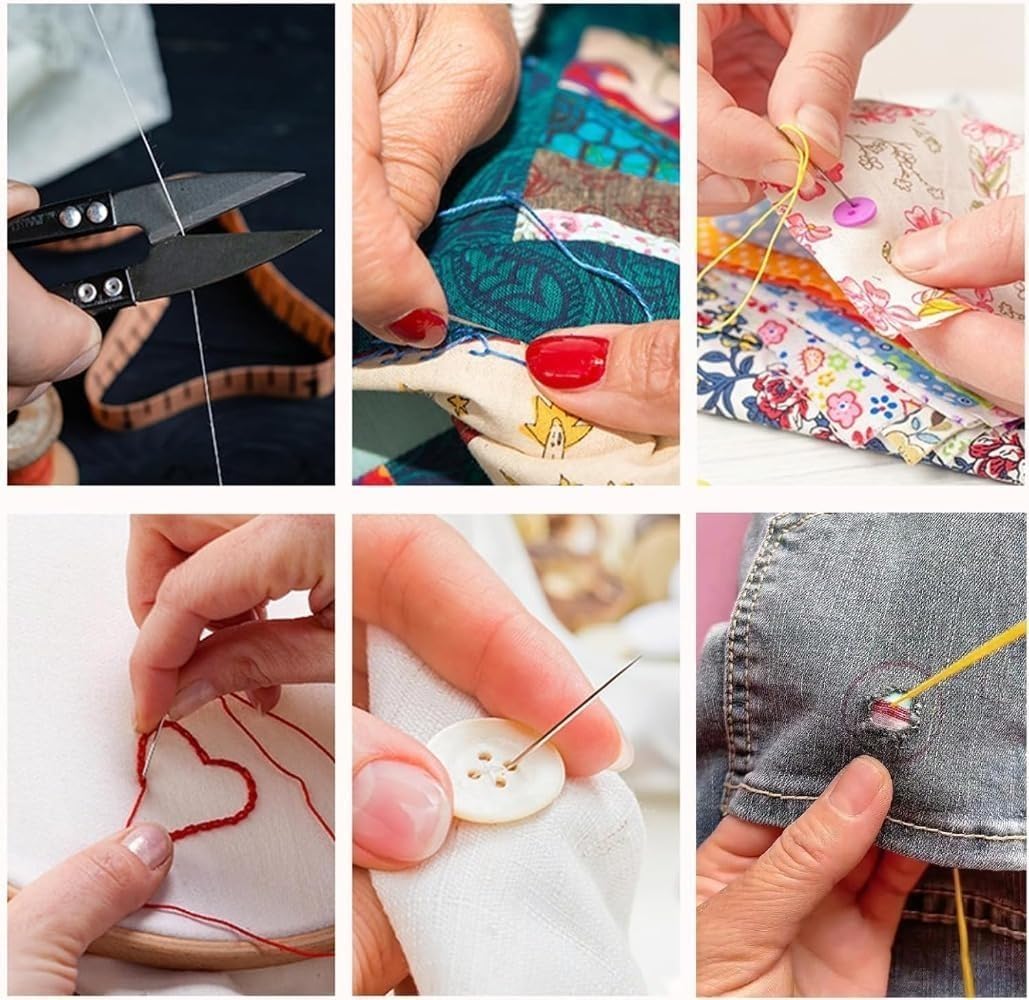 Big Eye Steel Sewing Needles kit，Sewing Tool Kit with Needle Threaders, 37 Pieces, Steel Needles and Threading Tools for Hand Sewing - Image 2