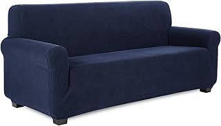 TIANSHU Housse de canapé 3 Place,Jacquard Housse de Canapé Extensible Extensible avec Accoudoirs Revêtement de Canapé Decoration pour Salon Chambre (3 Place,Bleu Foncé)