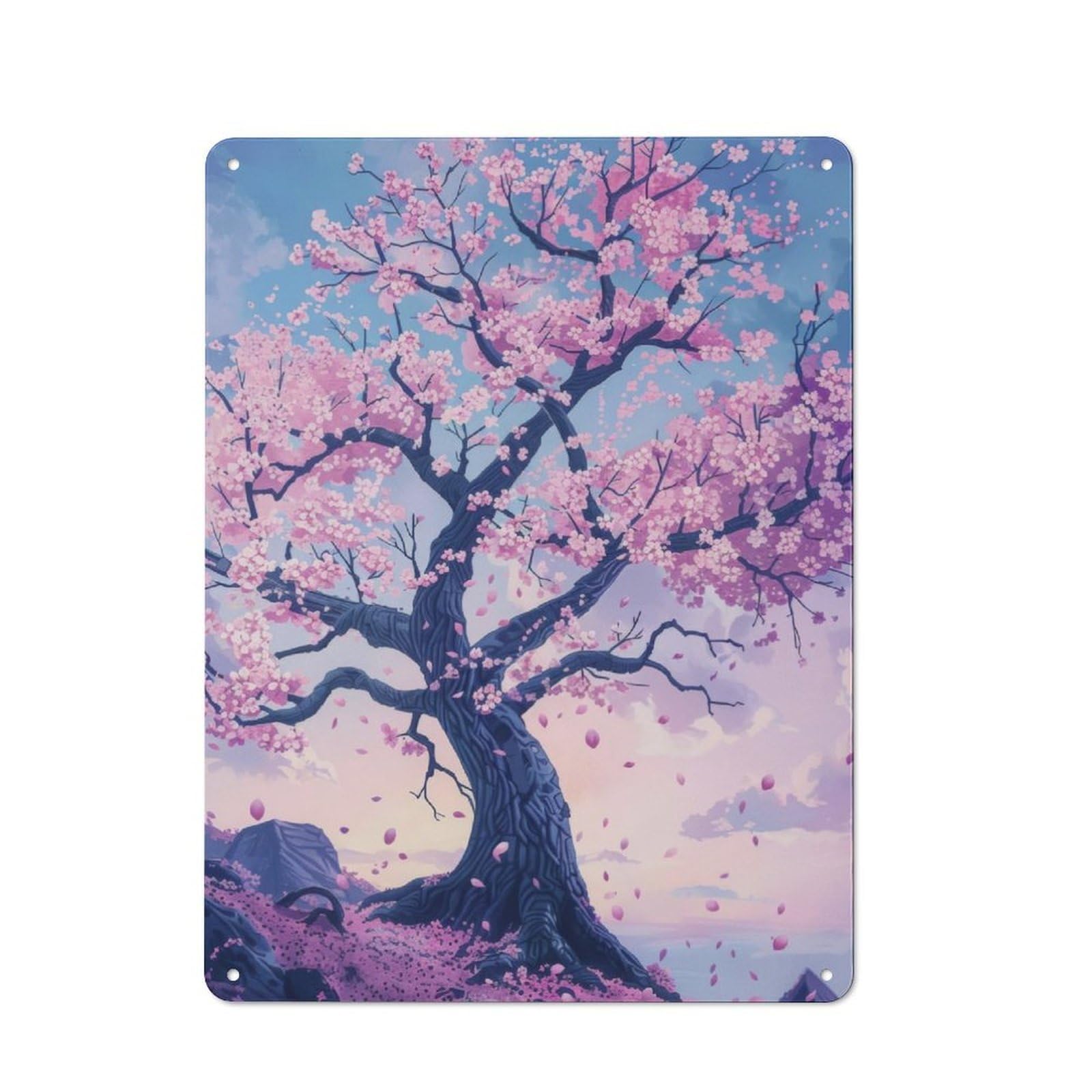 Junmoney Cherry Blossom Japanese Retro Tin Sign 40X30cm For Bar Or Restaurant, For Collectors Of Retro Metal Wall Decor