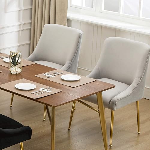 Miniatura 7 de ZHENGHAO Juego de 2 sillas de comedor, sillas de comedor tapizadas con patas doradas, modernas sillas de terciopelo para sala de estar, cocina,