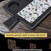 Vista 4 de Zenith's DECOR Bandeja de madera hecha a mano para servir aperitivos, plato de aperitivos, plato multiusos para servir pasteles, aperitivos