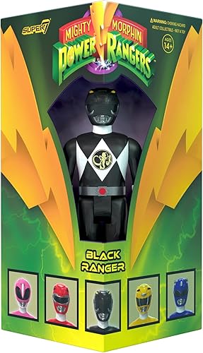 Super7 Mighty Morphin Power Rangers Black Ranger - Figura de acción de los Power Rangers de 3.75 pulgadas en embalaje de edición especial