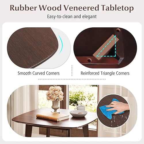 Miniatura 3 de Giantex Juego de mesa de comedor de 3 piezas para 2, mesa de cocina cuadrada de madera y 2 sillas con asiento acolchado, respaldo de escalera, juego