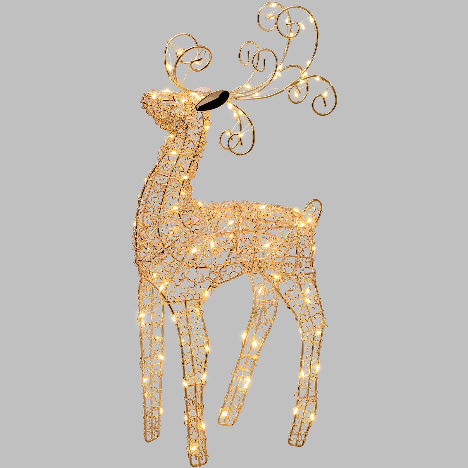 Magie di Natale Renna tridimensionale luminosa decorazione natalizia filo di rame con micro led luce calda addobbo natale