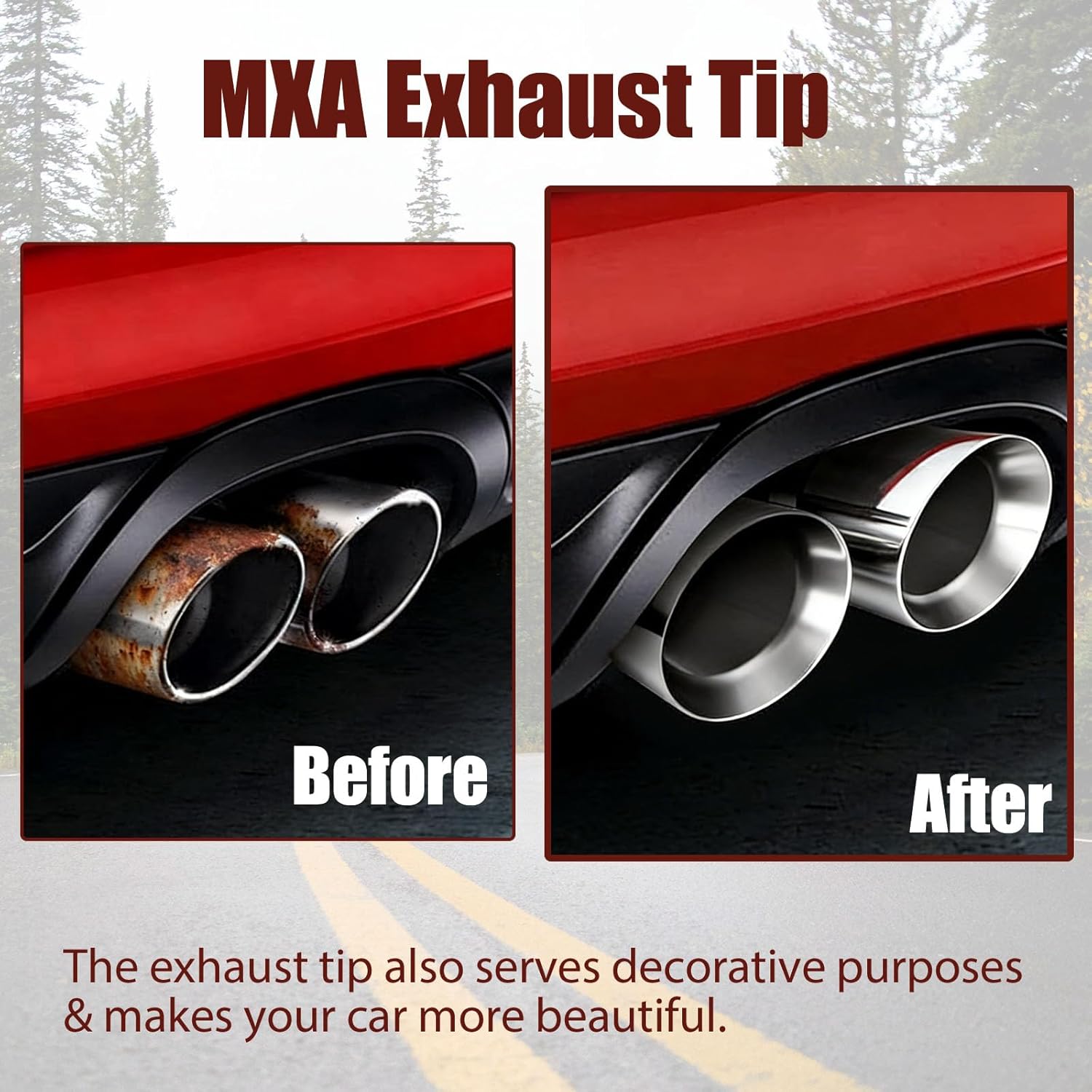 MXA Pack of 2 Dual Exhaust Tips 2.5 inch Inlet 3.5 inch Outlet Tailpipe 2.5" to 3.5" 10.5" Length Diesel Exhaust Tip 304 Polished Stainless Steel Valvetronic Exhaust Tips (Left and Right)