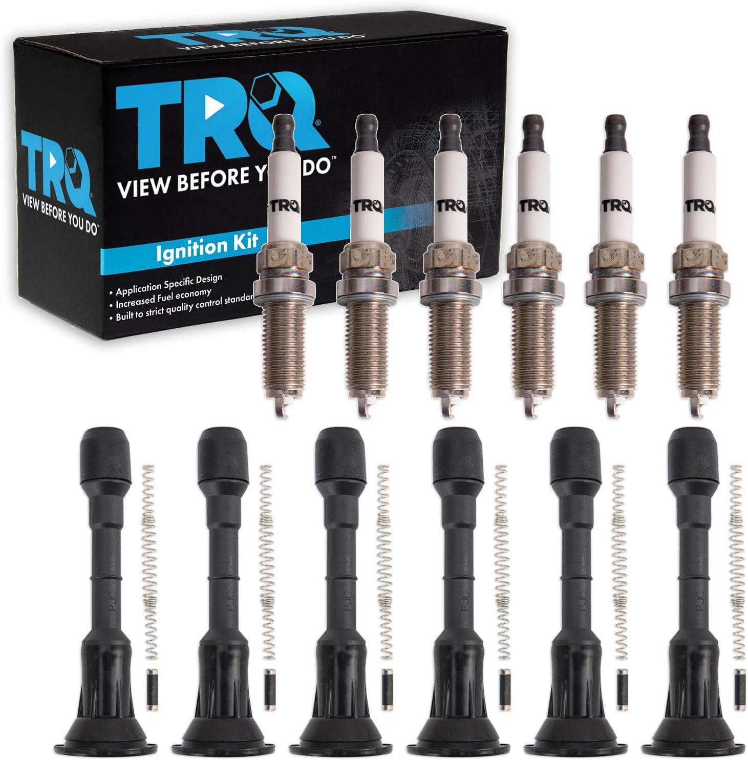 TRQ Ignition Coil and Spark Plug Kit 12 Piece Compatible with 2007-2018 Infiniti G35 EX35 FX35 M35 G25 JX35 M35h Q50 Q70 QX60 2007-2021 Nissan 350Z Altima Maxima Murano Pathfinder Quest
