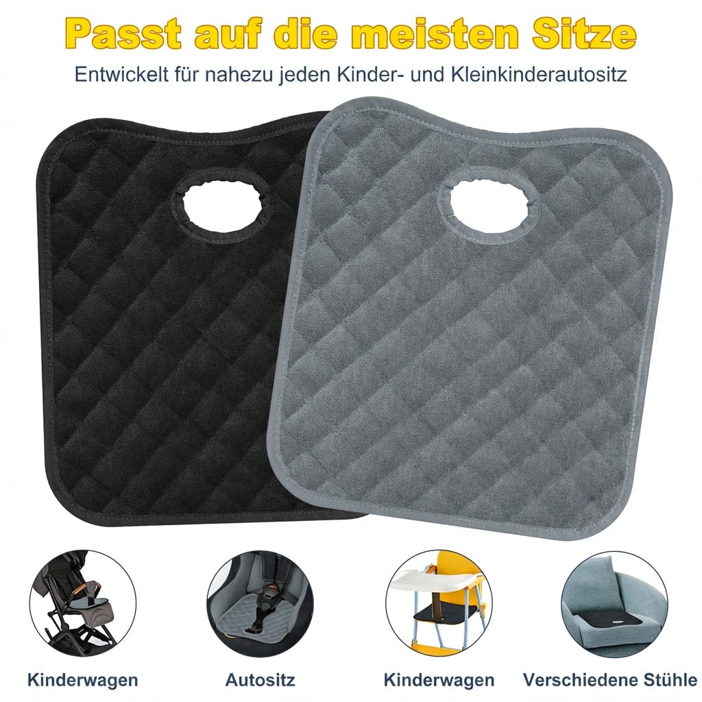 2PCS Waterproof Baby Car Seat Protectors, Car Seat Protector Potty Training Liner for Toddler Baby Kids (Grey&Black） — view 5