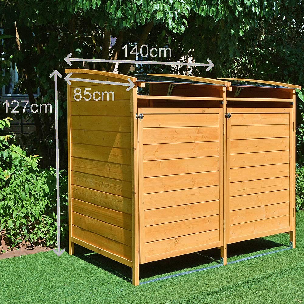 Melko Cache-poubelle 240 l en bois 140 x 85 x 127 cm avec paroi arrière