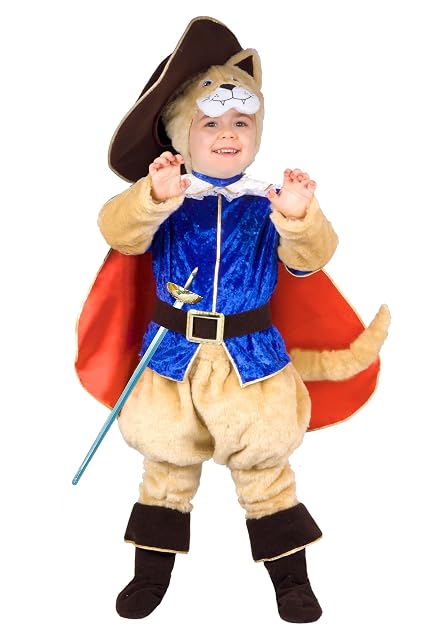 Foto 2 de 7 de Gato con Botas Disfraz Peluche Baby (Talla 12-18 Meses), Azul/Rojo