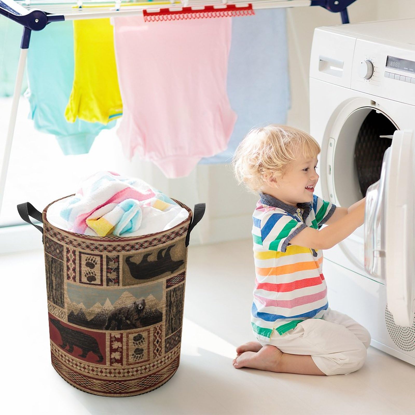 Cesta De Ropa Plegable De Tela Oxford - 48x41 Cm | Con Asas, Para Lavandería Y Almacenamiento